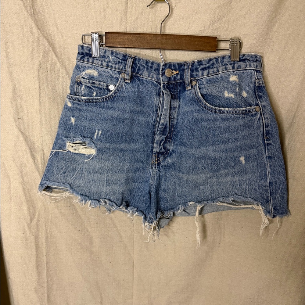 Distressed Blue Denim Women Shorts